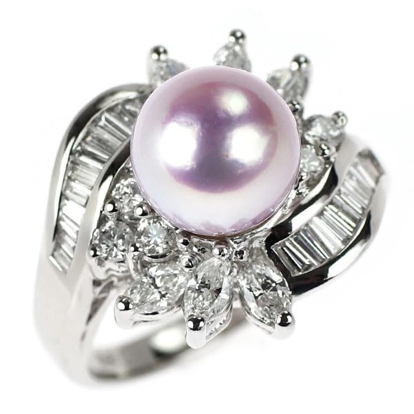 PT900 AKOYA CULTURED PEARL DIAMOND RING: Pt900 Akoya Cultured Pearl Diamond Ring Brand: None Type/Style: Ring Material: Pt900, Color: None Size: 6 US Accessories: None Accessories Notice: When purchasing pre-owned goods, please refer to the