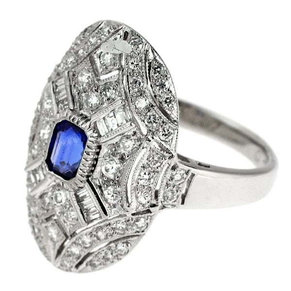 PT900 SAPPHIRE DIAMOND RING - 2