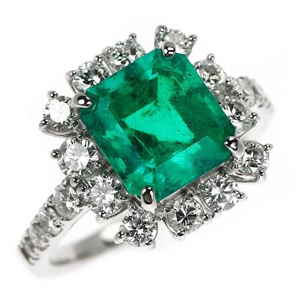 PT950 EMERALD DIAMOND RING (1 of 2)