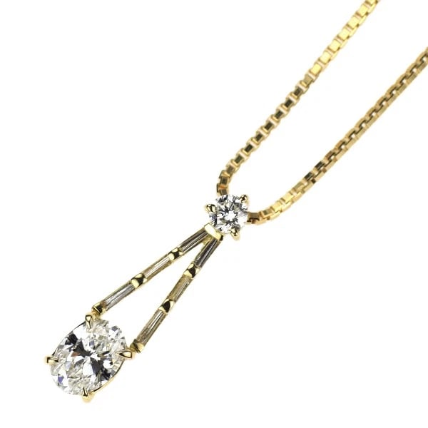 K18YG OVAL CUT DIAMOND PENDANT NECKLACE: K18YG Oval Cut Diamond Pendant Necklace Brand: None Type/Style: pendant necklace Material: K18YG, Main Stone Natural Color: YG Size: Accessories: None Accessories Notice: When purchasing pre-owned