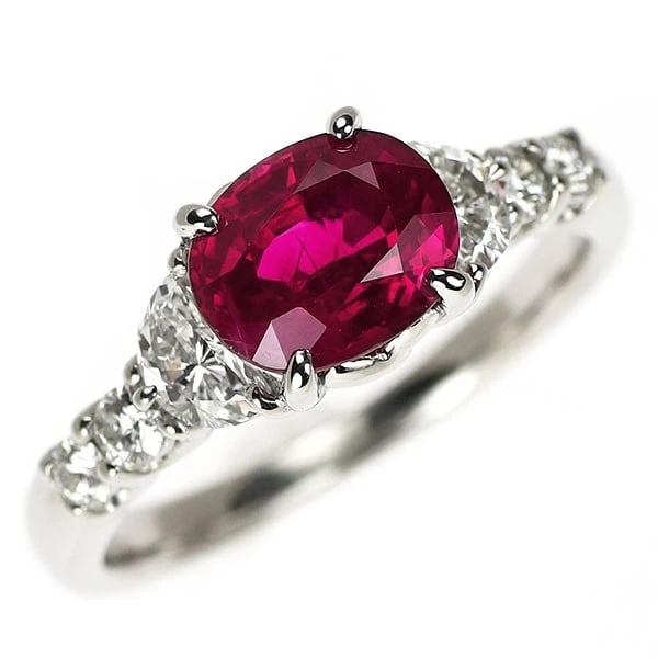 PT900 BURMESE MINOR RUBY DIAMOND RING: Pt900 Burmese Minor Ruby Diamond Ring Brand: None Type/Style: Ring Material: PT900, Main Stone Ruby Color: Pt Size: 5.5 - 5.75US Accessories: None Accessories Notice: When purchasing pre-o