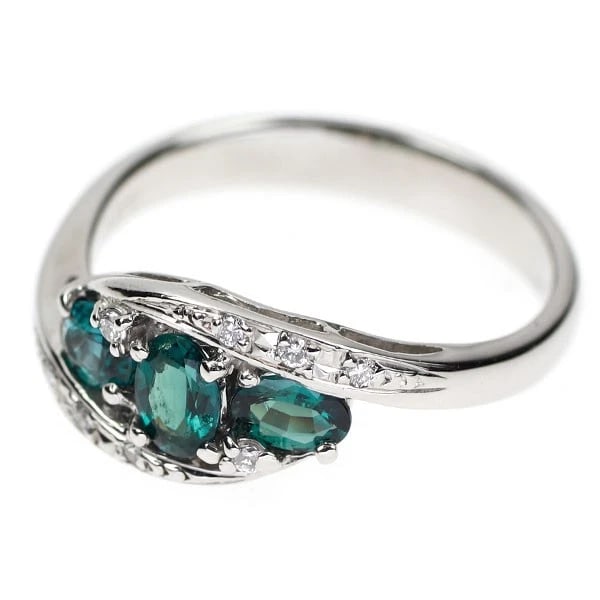 PT900 ALEXANDRITE DIAMOND RING - 2