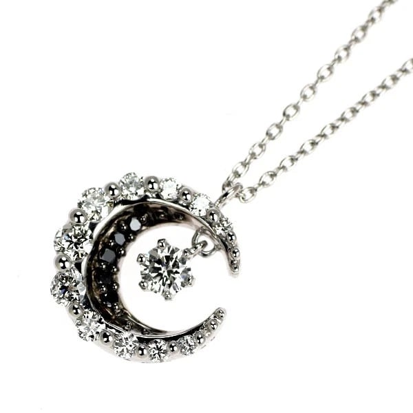 K18WG BLACK/COLORLESS DIAMOND PENDANT NECKLACE: K18WG BLACK/COLORLESS DIAMOND PENDANT NECKLACE Brand: None Type/Style: pendant necklace Material: K18WG, Main Stone Natural Color: WG Size: 6.25 - 6.5 US Accessories: None Accessories Notice: When