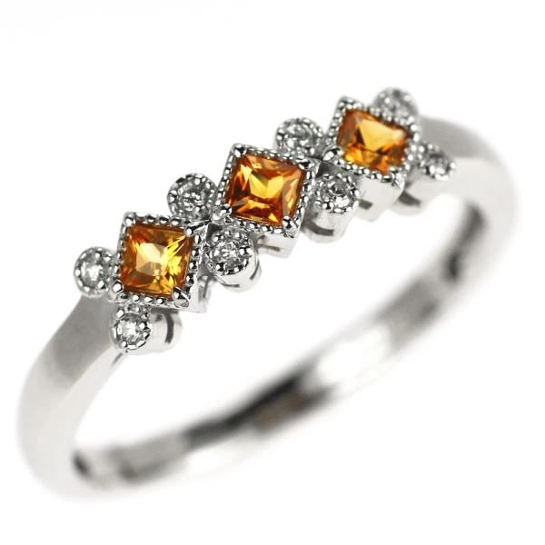 PT900 ORANGE SAPPHIRE DIAMOND RING: Pt900 orange sapphire diamond ring Brand: None Type/Style: Ring Material: Pt900, Main Stone Sapphire Color: None Size: 6 US Accessories: None Accessories Notice: When purchasing pre-owned
