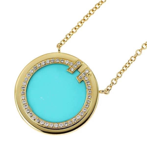 TIFFANY & CO K18YG TURQUOISE DIAMOND PENDANT NECKLACE: Tiffany & Co K18YG Turquoise Diamond Pendant Necklace Brand: Tiffany Type/Style: pendant necklace Material: K18YG, Main Stone Natural Color: YG Size: Chain Length 46 Accessories: None Accessories