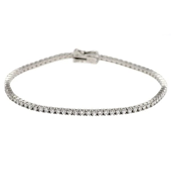 PT900 DIAMOND TENNIS BRACELET: Pt900 Diamond Tennis Bracelet Brand: None Type/Style: bracelets Material: Pt900, Main Stone Natural Color: Pt Size: 6.75 - 7 US Accessories: None Accessories Notice: When purchasing pre-owned goods,