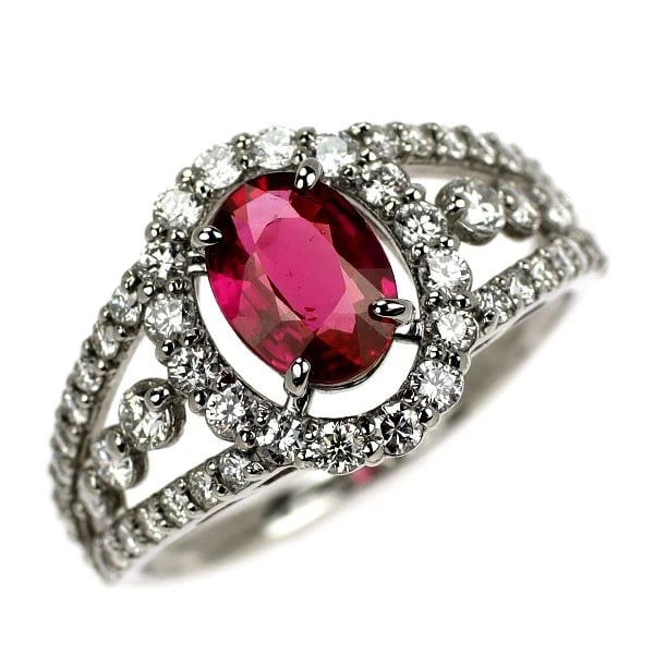 PT900 MOZAMBICAN UNHEATED PIGEON BLOOD RUBY DIAMOND RING: Pt900 Mozambican Unheated Pigeon Blood Ruby Diamond Ring Brand: None Type/Style: Ring Material: Pt900, Main Stone Natural/Ruby Color: Pt Size: 6 US Accessories: None Accessories Notice: Wh