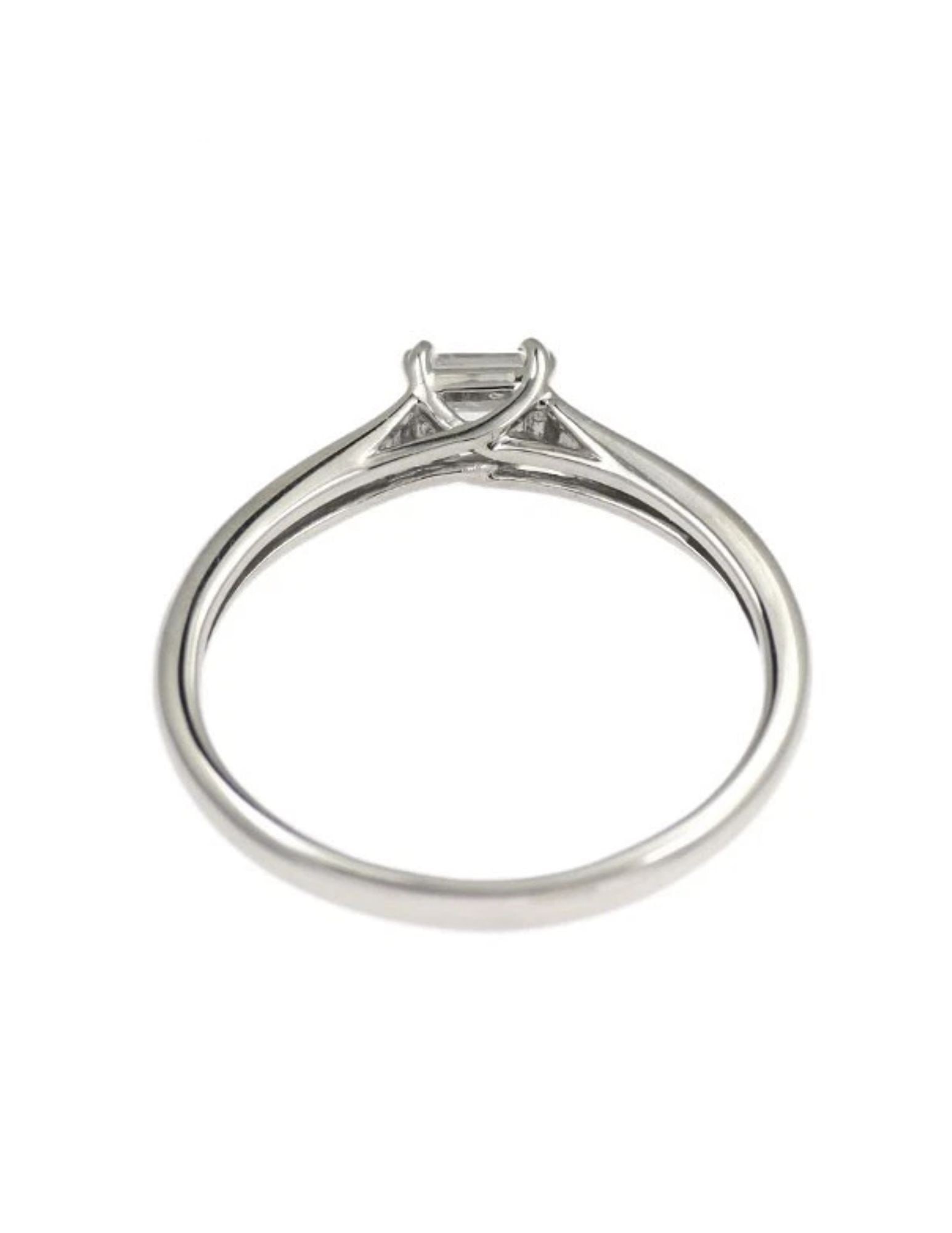 PT950 EMERALD CUT DIAMOND RING - 2