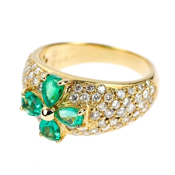 K18YG EMERALD DIAMOND RING - 2