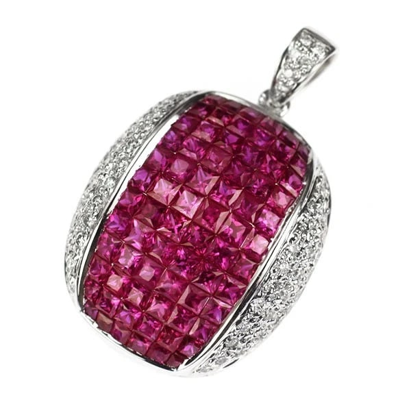 K18WG RUBY DIAMOND PENDANT TOP (1 of 2)