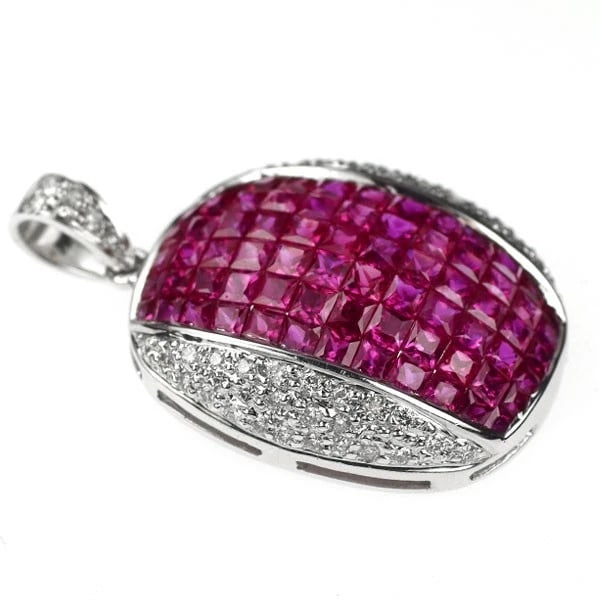 K18WG RUBY DIAMOND PENDANT TOP - 2
