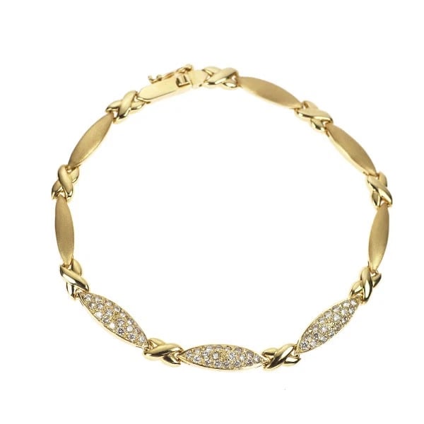 K18YG DIAMOND BRACELET: K18YG diamond bracelet Brand: None Type/Style: bracelets Material: K18YG, Main Stone Natural Color: YG Size: Necklace: Chain Length 18 Length/Width/Diameter 5.0 Accessories: None Accessories Notice: