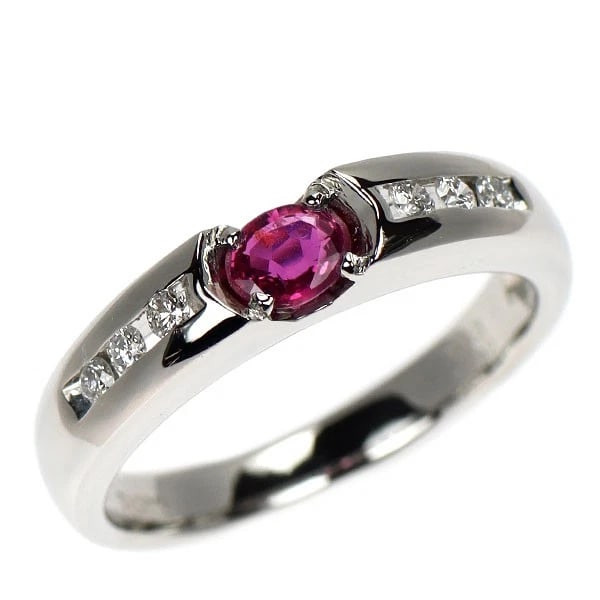PT900 UNHEATED PIGEON BLOOD RUBY DIAMOND RING: Pt900 Unheated Pigeon Blood Ruby Diamond Ring Brand: None Type/Style: Ring Material: Pt900, Main Stone Natural Color: Pt Size: 5.5 - 5.75 US Accessories: None Accessories Notice: When purchasing