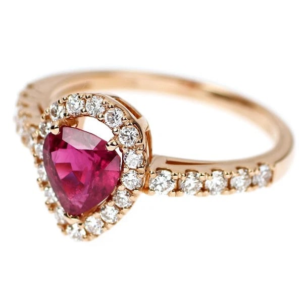 K18PG PIGEON BLOOD RUBY DIAMOND RING - 2