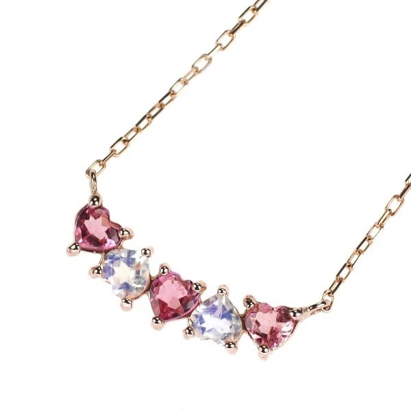 K18PG PINK TOURMALINE MOONSTONE PENDANT NECKLACE: K18PG pink tourmaline moonstone pendant necklace Brand: None Type/Style: pendant necklace Material: K18PG, Main Stone Tourmaline Color: PG Size: Chain Length 40 Accessories: None Accessories Notice: