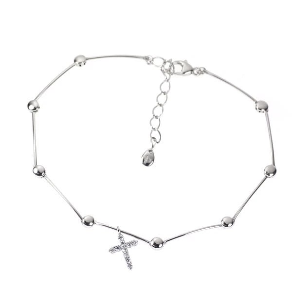 K18WG/ K9WG CROSS DIAMOND BRACELET: K18WG/ K9WG cross diamond bracelet Brand: None Type/Style: bracelets Material: K18WG, Main Stone Natural Color: WG Size: 7.75 - 8 US Accessories: None Accessories Notice: When purchasing pre-owned