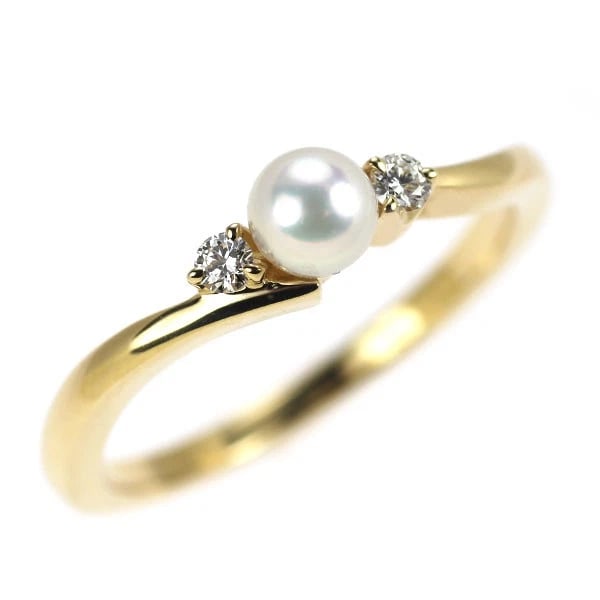 MIKIMOTO K18YG AKOYA BABY PEARL DIAMOND RING: Mikimoto K18YG Akoya Baby Pearl Diamond Ring Brand: Mikimoto Type/Style: Ring Material: K18YG, Main Stone Natural/Akoya Baby Pearl Color: YG Size: Accessories: None Accessories Notice: When