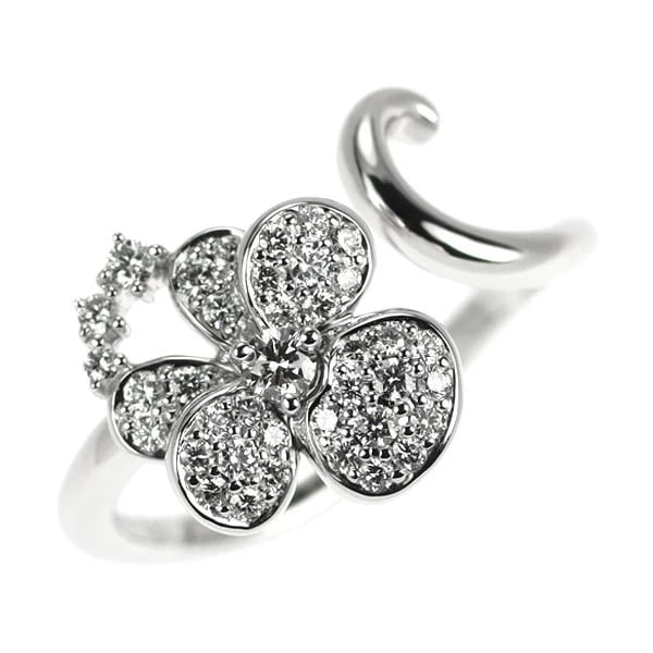 ROSE VIFF K18WG DIAMOND FOLK RING: Rose Viff K18WG Diamond Folk Ring Brand: None Type/Style: Ring Material: K18WG, Main Stone Natural Color: WG Size: Accessories: None Accessories Notice: When purchasing pre-owned goods, please refer