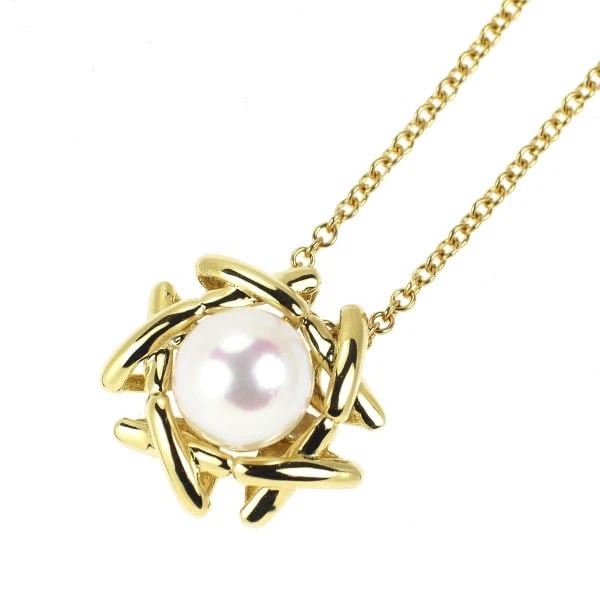 TIFFANY & CO K18YG AKOYA PEARL PENDANT NECKLACE: Tiffany & Co K18YG Akoya Pearl Pendant Necklace Brand: Tiffany Type/Style: pendant necklace Material: K18YG, Color: YG Size: Chain Length 40 Accessories: None Accessories Notice: When purchasing