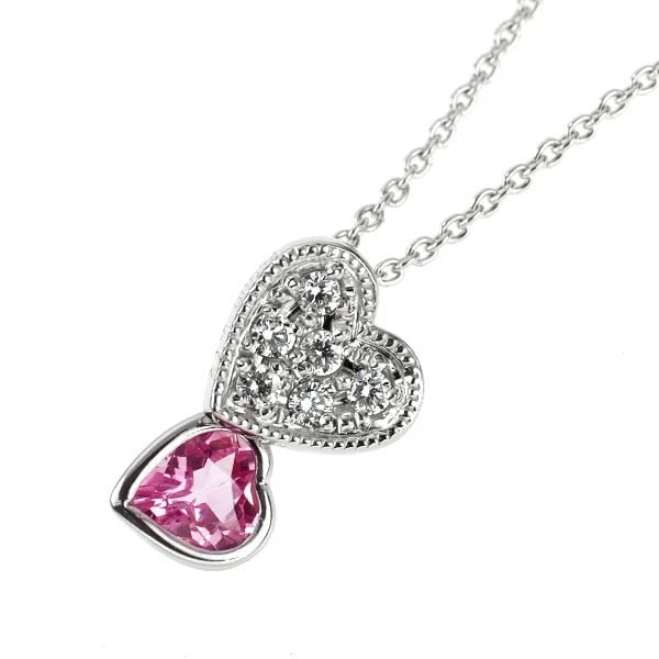 PT900/ PT850 PINK SAPPHIRE DIAMOND PENDANT NECKLACE: Pt900/ Pt850 Pink Sapphire Diamond Pendant Necklace Brand: None Type/Style: pendant necklace Material: Pt900/ Pt850, Main Stone Pink Sapphire\Natural Color: None Size: Chain Length 45 Accessories: