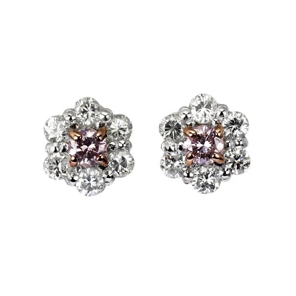 PT900 NATURAL PINK DIAMOND EARRINGS: Pt900 Natural Pink Diamond Earrings Brand: None Type/Style: piercing Material: Pt900, Main Stone Natural Color: Pt Size: Length/Width/Diameter 6.0 Accessories: None Accessories Notice: When