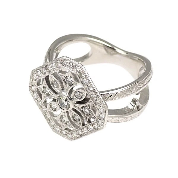 K18WG DIAMOND RING - 2