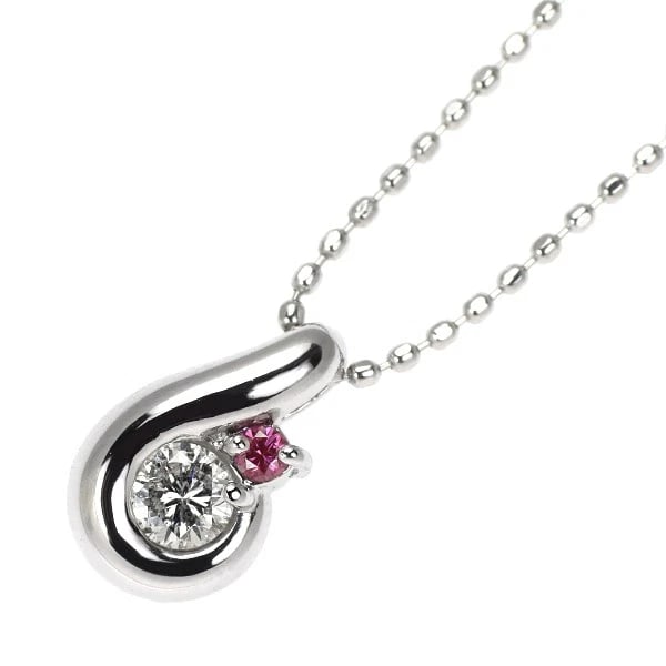 K18WG TREAT PINK/COLLARLESS DIAMOND PENDANT NECKLACE: K18WG Treat Pink/Collarless Diamond Pendant Necklace Brand: None Type/Style: pendant necklace Material: K18WG, Main Stone Natural Color: WG Size: Chain Length 40.5 Accessories: None Accessories