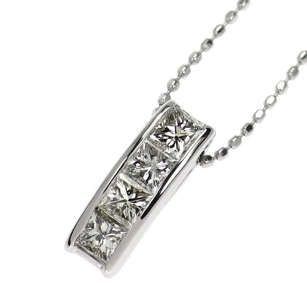 PT900/ PT850 PRINCESS CUT DIAMOND PENDANT NECKLACE: Pt900/ Pt850 princess cut diamond pendant necklace Brand: None Type/Style: pendant necklace Material: Pt900, Main Stone Natural Color: None Size: Chain Length 40 Accessories: None Accessories Notice:
