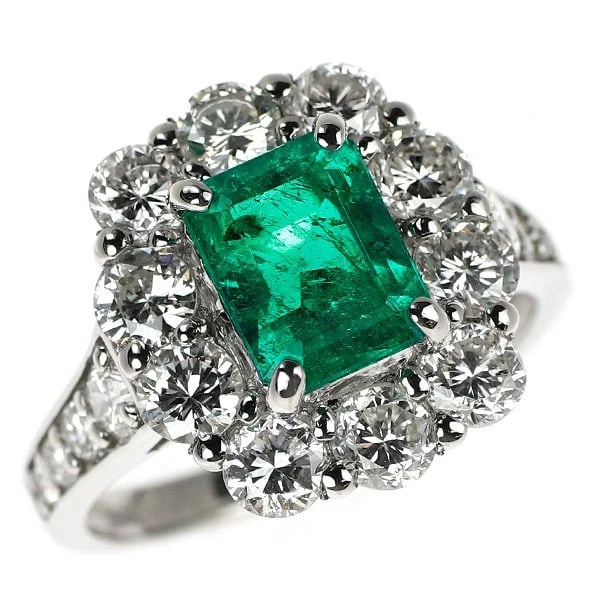 PT950 COLOMBIAN EMERALD DIAMOND RING (1 of 3)