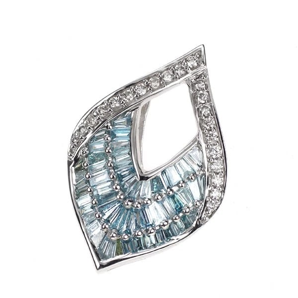 K18WG ICE BLUE/COLORLESS DIAMOND PENDANT TOP: K18WG ice blue/colorless diamond pendant top Brand: None Type/Style: pendant top Material: K18WG, Main Stone Natural Color: WG Size: Length/Width/Diameter 25.0 Accessories: None Accessories Notice: