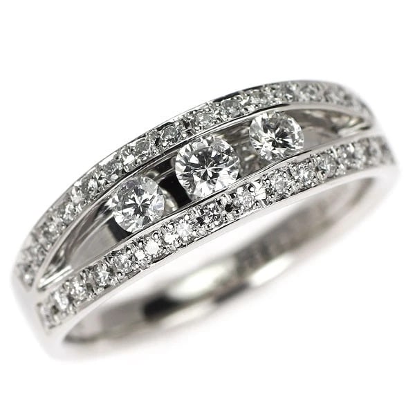 TRILOGY PT900 DIAMOND RING: Trilogy Pt900 Diamond Ring Brand: None Type/Style: Ring Material: Pt900, Main Stone Natural Color: None Size: 5.5 - 5.75 US Accessories: None Accessories Notice: When purchasing pre-owned goods,