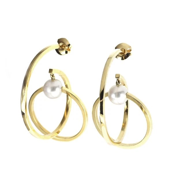 TASAKI PEARL K18YG AKOYA PEARL EARRINGS: Tasaki Pearl K18YG Akoya Pearl Earrings Brand: Tasaki Pearl Type/Style: piercing Material: K18YG, Color: YG Size: Length/Width/Diameter 39.0 Accessories: None Accessories Notice: When purchasing
