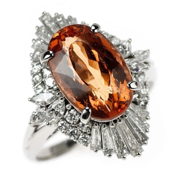 MITSUKOSHI PT900 IMPERIAL TOPAZ DIAMOND RING: Mitsukoshi Pt900 Imperial Topaz Diamond Ring Brand: None Type/Style: Ring Material: Pt900, Main Stone Topaz Color: None Size: Accessories: None Accessories Notice: When purchasing pre-owne