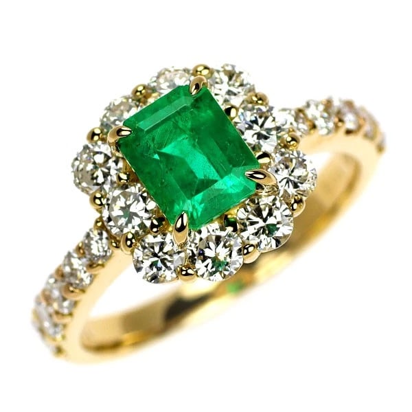 K18YG EMERALD DIAMOND RING: K18YG Emerald Diamond Ring Brand: None Type/Style: Ring Material: K18YG, Main Stone Emerald \Natural Color: YG Size: Accessories: None Accessories Notice: When purchasing pre-owned goods,
