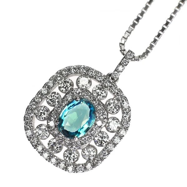 PT900/ PT850 GRANDIDIERITE DIAMOND PENDANT NECKLACE: Pt900/ Pt850 Grandidierite Diamond Pendant Necklace Brand: None Type/Style: pendant necklace Material: Pt900/ Pt850, Main Stone Grandidierite\Natural Color: None Size: Chain Length 45 Accessories: