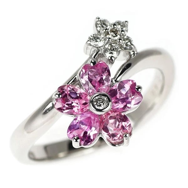 K18WG PINK SAPPHIRE DIAMOND RING: K18WG Pink Sapphire Diamond Ring Brand: None Type/Style: Ring Material: K18WG, Main Stone Sapphire/Natural Color: WG/Pink Size: 4.75 - 5 US Accessories: None Accessories Notice: When purch