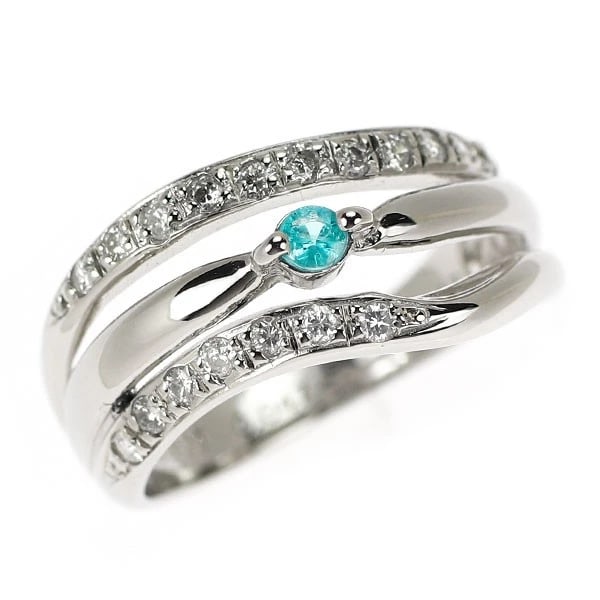 PT900 PARAIBA TOURMALINE DIAMOND RING: Pt900 Paraiba Tourmaline Diamond Ring Brand: None Type/Style: Ring Material: Pt900, Main Stone Tourmaline Color: Pt Size: 3.25 US Accessories: None Accessories Notice: When purchasing pre-owned
