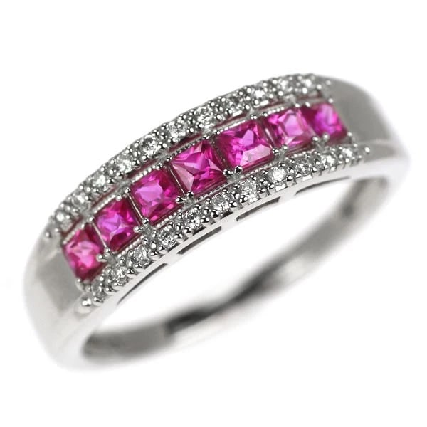 PT900 PINK SAPPHIRE DIAMOND RING: Pt900 pink sapphire diamond ring Brand: None Type/Style: Ring Material: Pt900, Main Stone sapphire\Natural Color: None Size: Accessories: None Accessories Notice: When purchasing pre-owned goods,