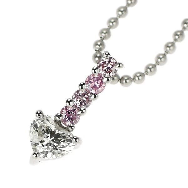 PT850 HEART SHAPE DIAMOND NATURAL PINK DIAMOND PENDANT NECKLACE: Pt850 Heart Shape Diamond Natural Pink Diamond Pendant Necklace Brand: None Type/Style: pendant necklace Material: Pt850, Main Stone Natural Pink/Natural Color: None Size: Necklace: Chain Length 40. 5