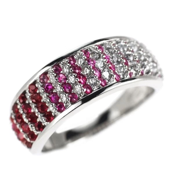 PT900 RUBY PINK SAPPHIRE DIAMOND RING: Pt900 Ruby Pink Sapphire Diamond Ring Brand: None Type/Style: Ring Material: PT900, Main Stone Ruby/Sapphire Color: Pt Size: 5.25 US Accessories: None Accessories Notice: When purchasing pre-owned