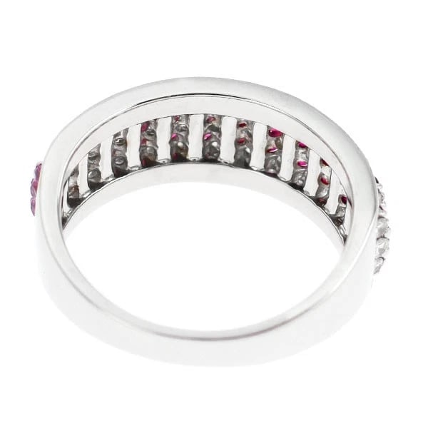 PT900 RUBY PINK SAPPHIRE DIAMOND RING - 2