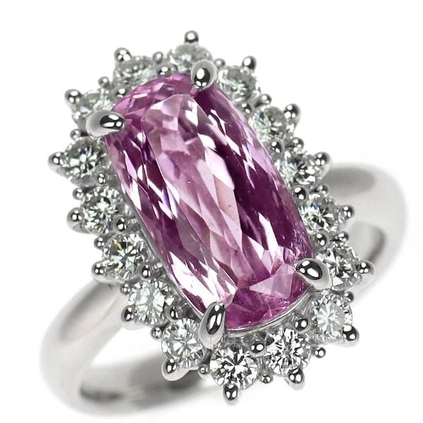 PT900 PINK IMPERIAL TOPAZ DIAMOND RING: Pt900 Pink Imperial Topaz Diamond Ring Brand: None Type/Style: Ring Material: Pt900, Main Stone Natural/Topaz Color: None Size: Accessories: None Accessories Notice: When purchasing pre-ow