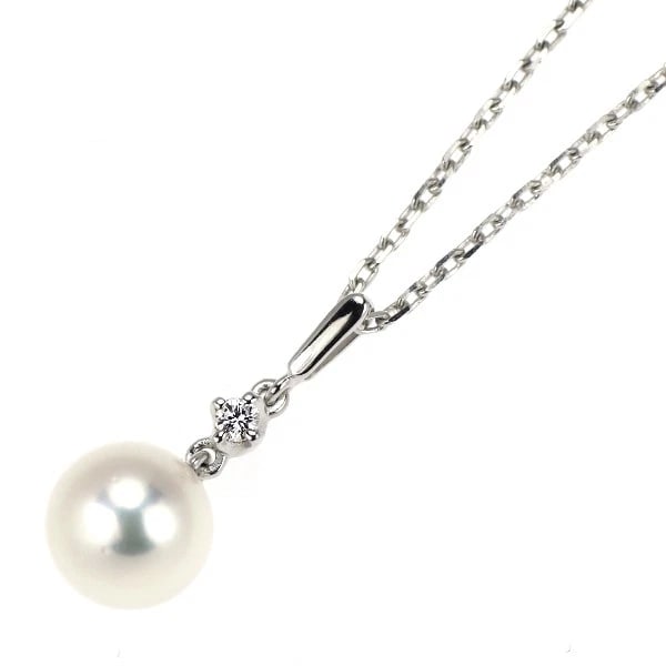 MIKIMOTO K18WG AKOYA PEARL DIAMOND PENDANT NECKLACE: Mikimoto K18WG Akoya Pearl Diamond Pendant Necklace Brand: Mikimoto Type/Style: pendant necklace Material: K18WG, Main Stone Akoya Pearl Color: WG Size: Chain Length 40 Accessories: None Accessories