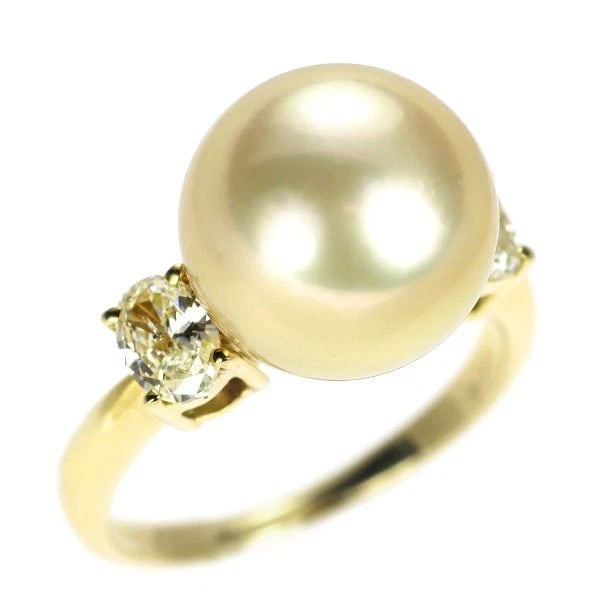 K18YG GOLDEN PEARL DIAMOND RING: K18YG Golden Pearl Diamond Ring Brand: None Type/Style: Ring Material: K18YG, Main Stone Natural Color: YG Size: 6 US Accessories: None Accessories Notice: When purchasing pre-owned goods, please