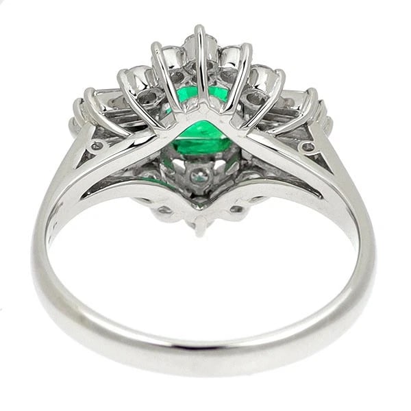 PT900 EMERALD DIAMOND RING - 3