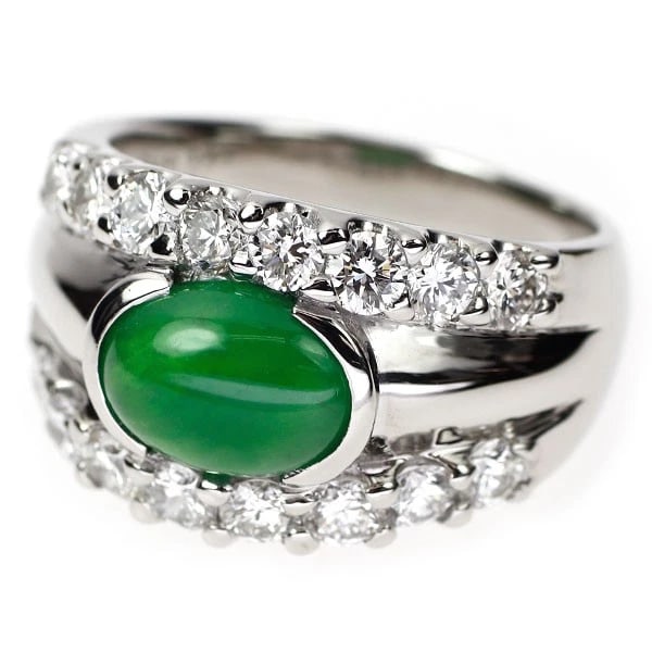 PT900 JADE DIAMOND RING - 2