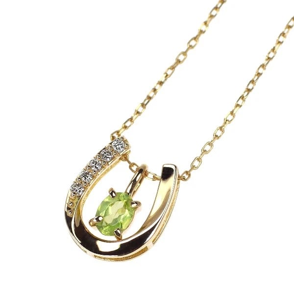 K18YG PERIDOT DIAMOND PENDANT NECKLACE: K18YG Peridot Diamond Pendant Necklace Brand: None Type/Style: pendant necklace Material: K18YG, Main Stone Natural Color: YG Size: Chain Length 40 Accessories: None Accessories Notice: When