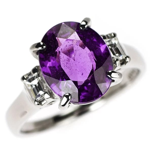 PT900 PURPLE SAPPHIRE DIAMOND RING: Pt900 purple sapphire diamond ring Brand: None Type/Style: Ring Material: PT900, Main Stone Sapphire Color: Pt Size: 7.25 US Accessories: None Accessories Notice: When purchasing pre-owned