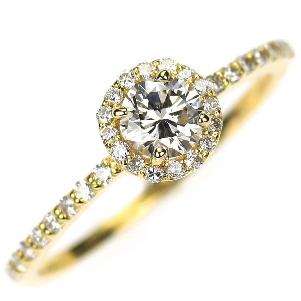 K18YG DIAMOND RING: K18YG Diamond Ring Brand: None Type/Style: Ring Material: K18YG, Main Stone Natural Color: YG Size: 6 US Accessories: None Accessories Notice: When purchasing pre-owned goods, please refer