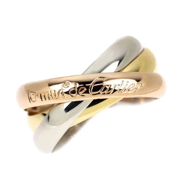 CARTIER K18YG/WG/PG RING: Cartier K18YG/WG/PG Ring Brand: Cartier Type/Style: Ring Material: K18YG/WG/PG, Color: YG/WG/PG Size: 5.5 - 5.75 US Accessories: None Accessories Notice: When purchasing pre-owned goods, p